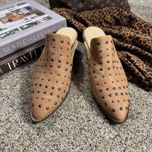 Arider Girl Cara Studded Mules Size 10 Whiskey Tan Western Boho Pointed Toe
